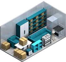 10x20 storage unit cutaway, 200 sq ft