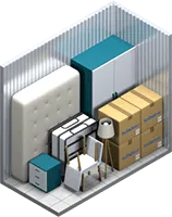 5x10 storage unit cutaway, 50 sq ft